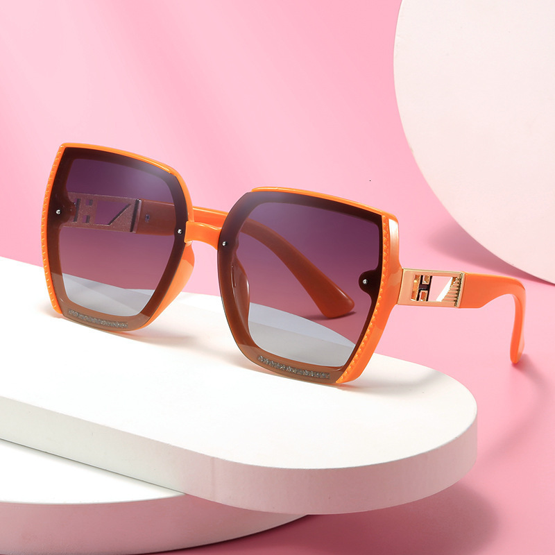 Premium Brand Designer Sunglasses 2025 New Polarized Square Large Frame Metal European And American Fashion Trendy Personality Internet Celebrity Wo