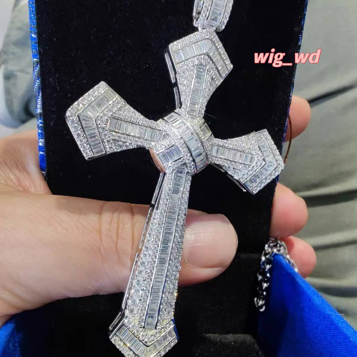 2 Inch Vvs Moissanite Diamond Cross Pendant Wholesale 925 Sterling Silver Gold Plating Hip Hop Pendants For Men Women