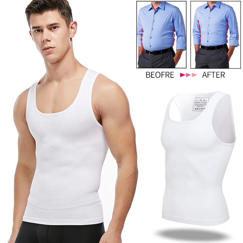 Mens Slimming Body Shaper Chest Compression Shirts Tummy Control Shapewear Gynecomastia Abdomen Slim Vest Waist Trainer Corset 260623