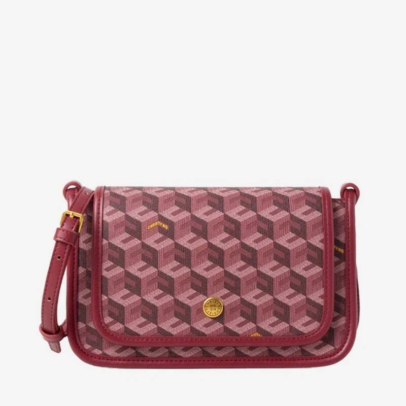 Luxury Monogram Messenger Women Geometric Print 3D Cube Coated Canvas Crossbody Classic Versatile Elegant Shoulder Bag