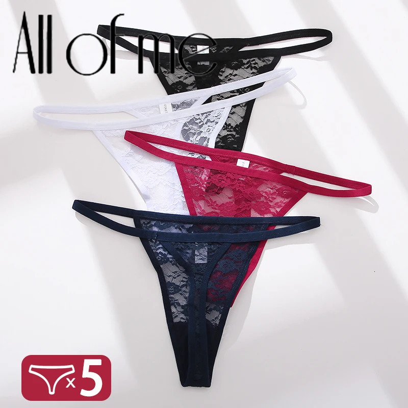 5PCS/Set Womens Underwear Lace Panties Floral Lingerie Woman Panties Sexy Thong G-String Female Pantys Perspective Intimates 260622
