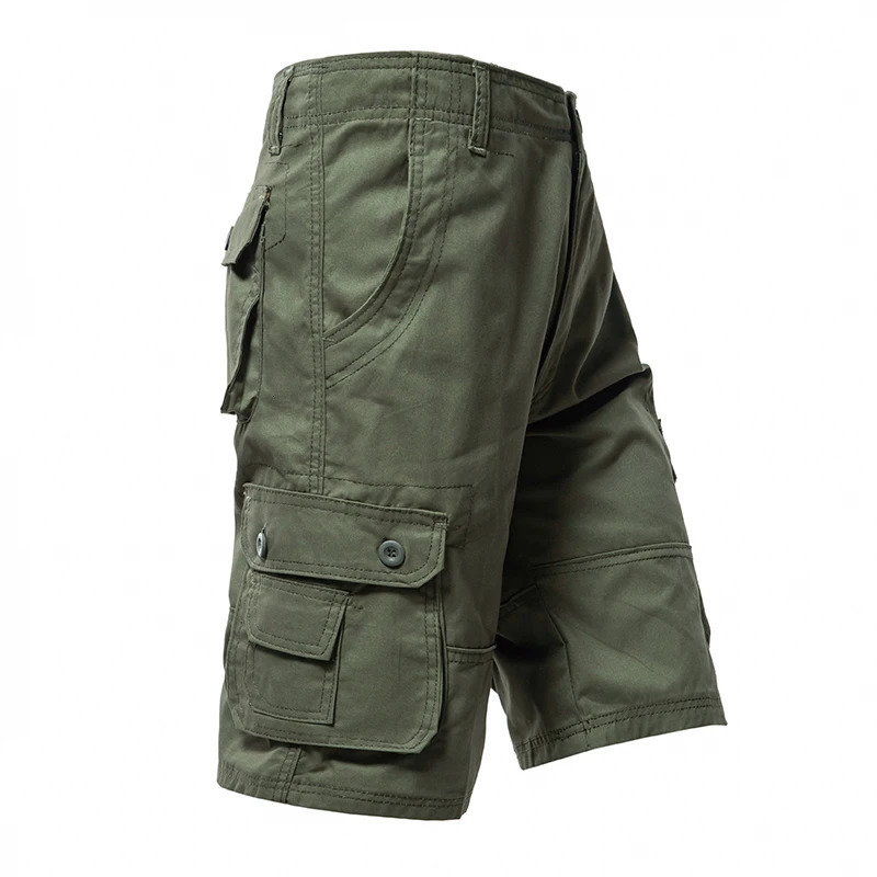 Male Cargo Pants Knee Shorts Classic Summer Shorts Multiple Pockets Large Size Cotton Half Pants Khaki Army Green Shorts 260624