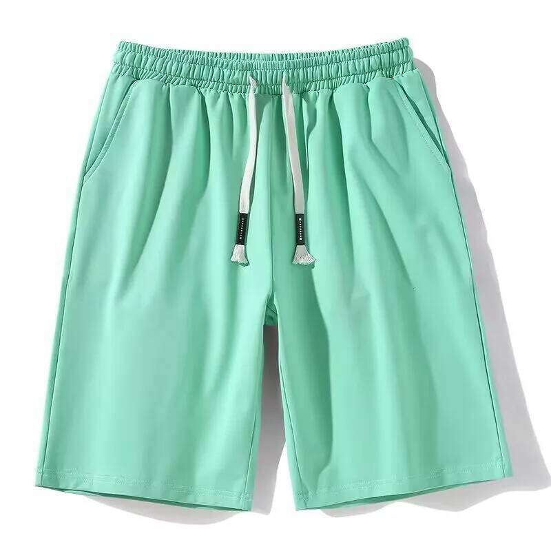 2026 New Summer Pure Cotton Men's Knee Length Five Quarter Solid Color Versatile Elastic Shorts Tube Casual Pants W260624