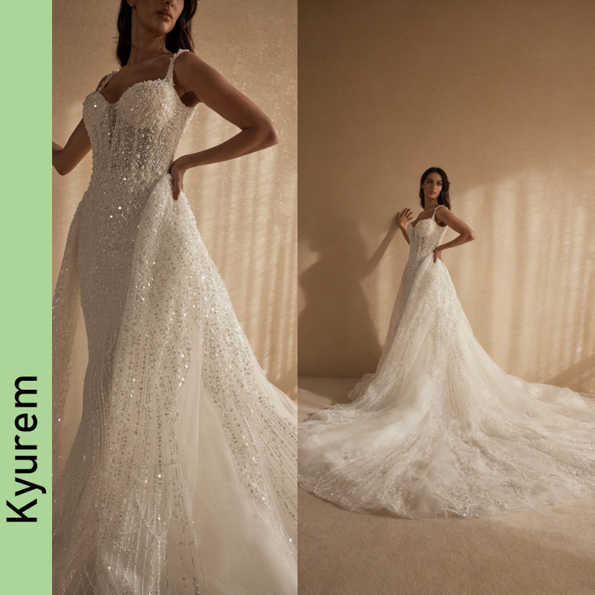 Custom maded Elegant Luxurious Princess Wedding Dresses Strap Sweetheart Neckline Detachable Trail Pearl Beading Mermaid Dress custom made
