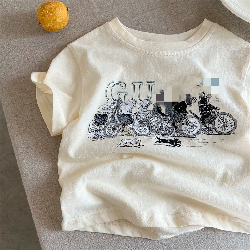 Pure cotton children's short-sleeve T-shirt, summer 2026 new fashion trend, versatile casual top for boys and girls