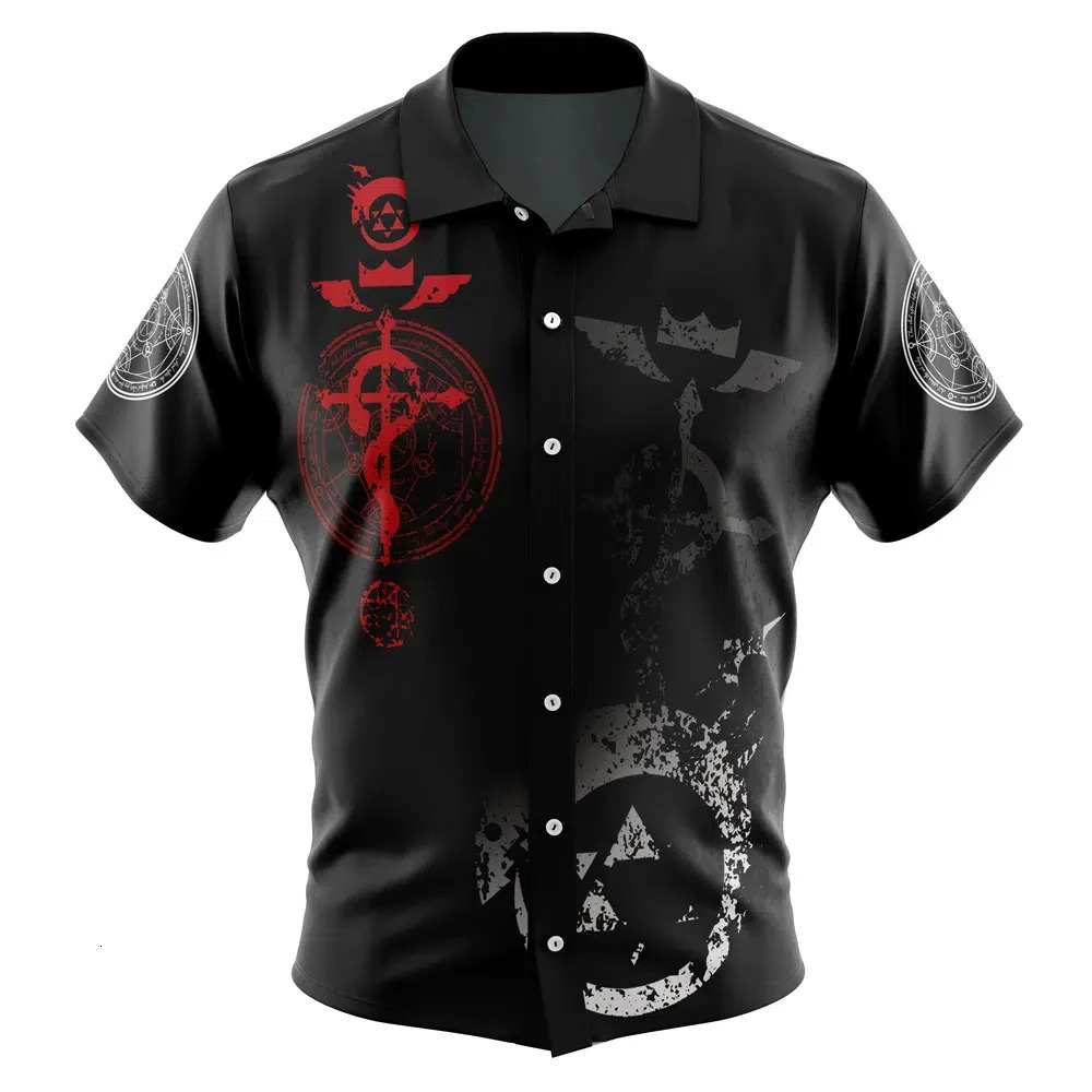 Edward Elric V2 Fullmetal AlchemistButton Up Hawaiian ShirtFashion Trend Breathable Loose Versatile Casual Sports Summer Men 260623