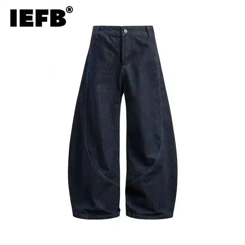 IEFB American Style Men Denim Pants Wide Legcurved Knife Jeans Mens Womens Trendy Loose Clean Fit High Street Trousers 9W2265 260622