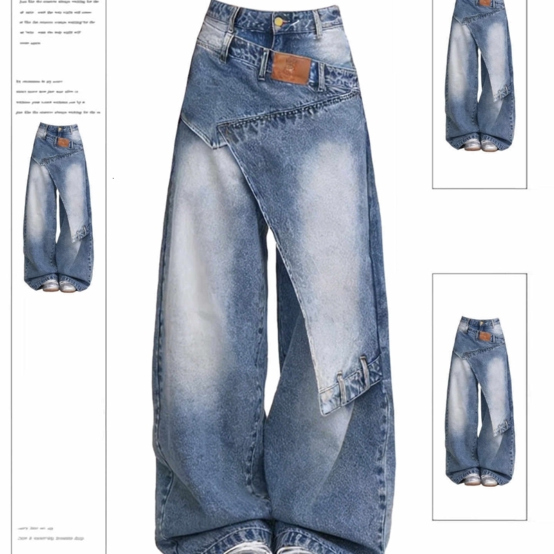 Womens Baggy Jean American Retro Denim Pants Y2k n High Street Wide Fit Goblin Core Cowboy Japanese Harajuku Long Trousers y260609