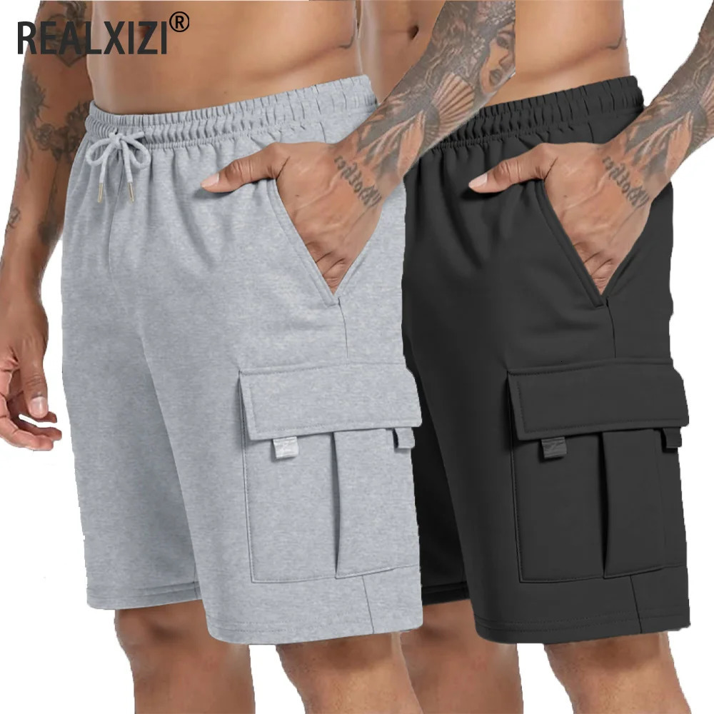 Summer Mens Sport Shorts Male Breathable Loose Multi-pockets Cargo Shorts Outdoor Jogging Fitness Casual Drawstring Mens Shorts 260624