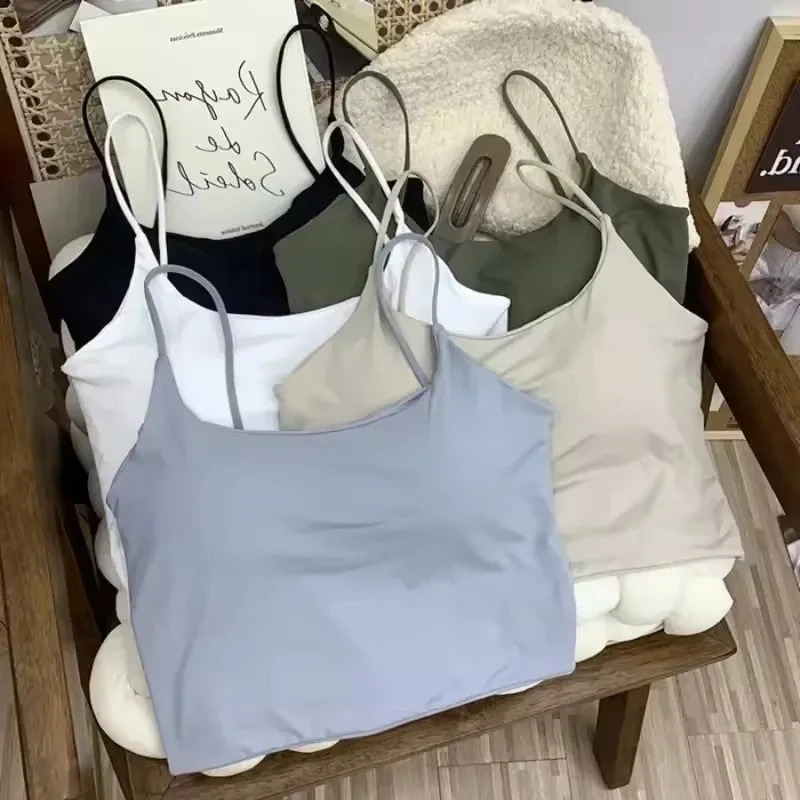 Summer Bra Top Sexy Women Ice Silk Crop Seamless Tube Tops Camisole Underwear Korean Fashion Solid Padded Bralette Vest 260618