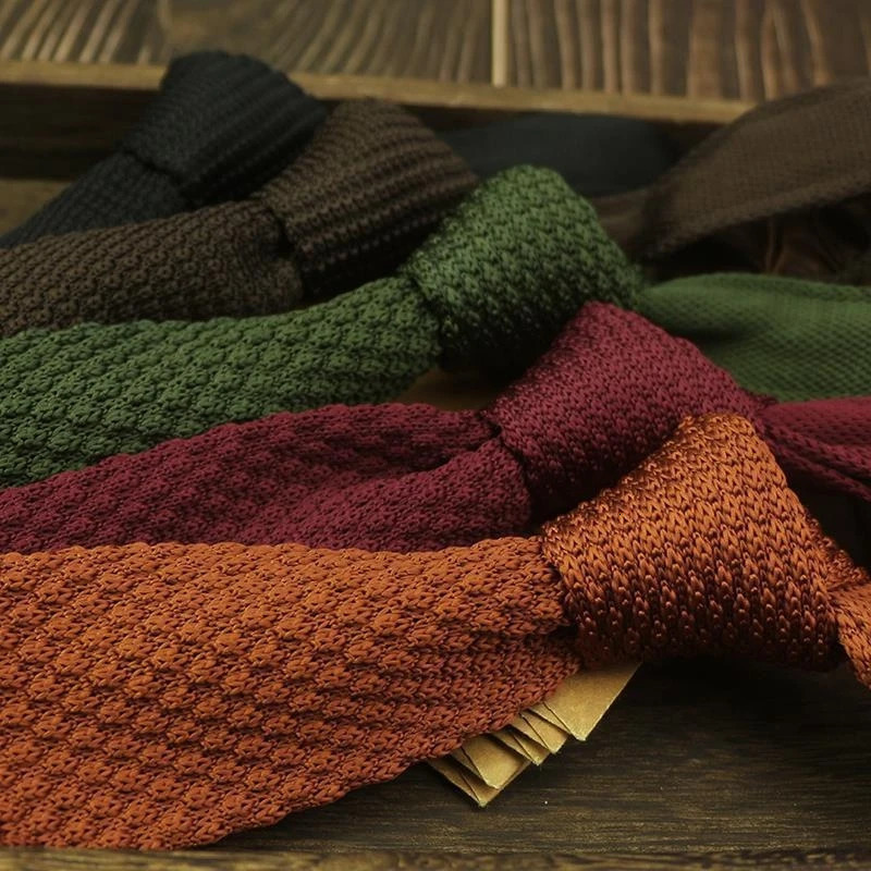 Style Gradient Fashion Mens Solid Colourful Tie Knitted Ties Necktie Normal Slim Classic Woven Cravate Narrow Neckties 260624