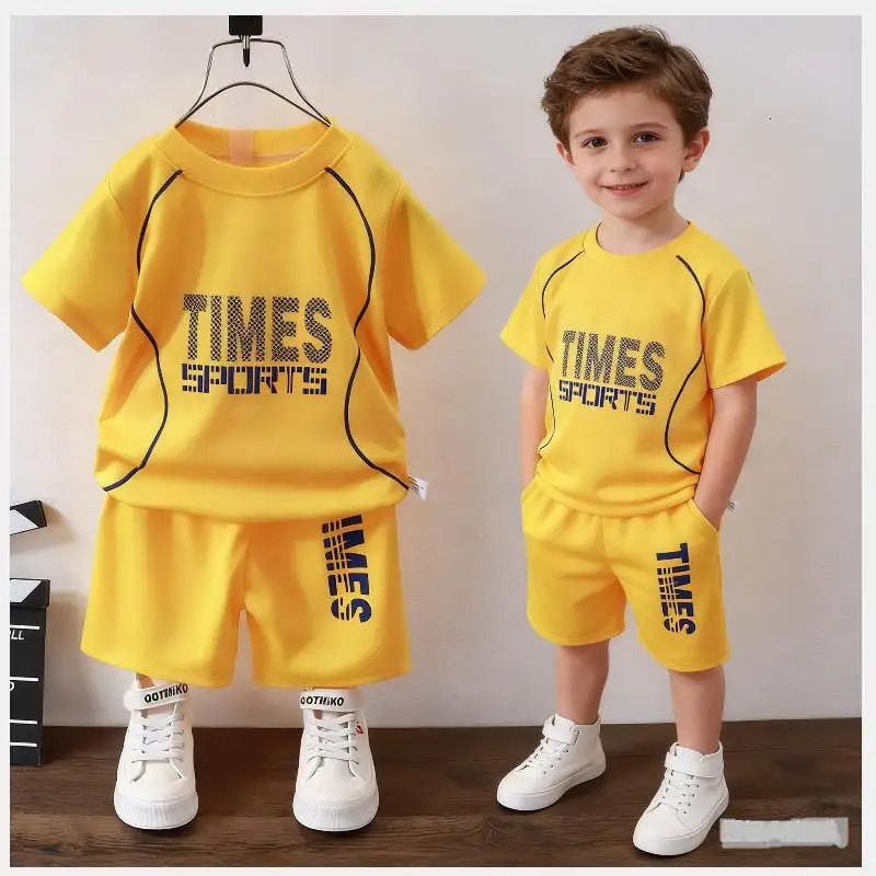 childrens set boys summer Korean version letter printed quick drying short sleeved shorts sports set260624