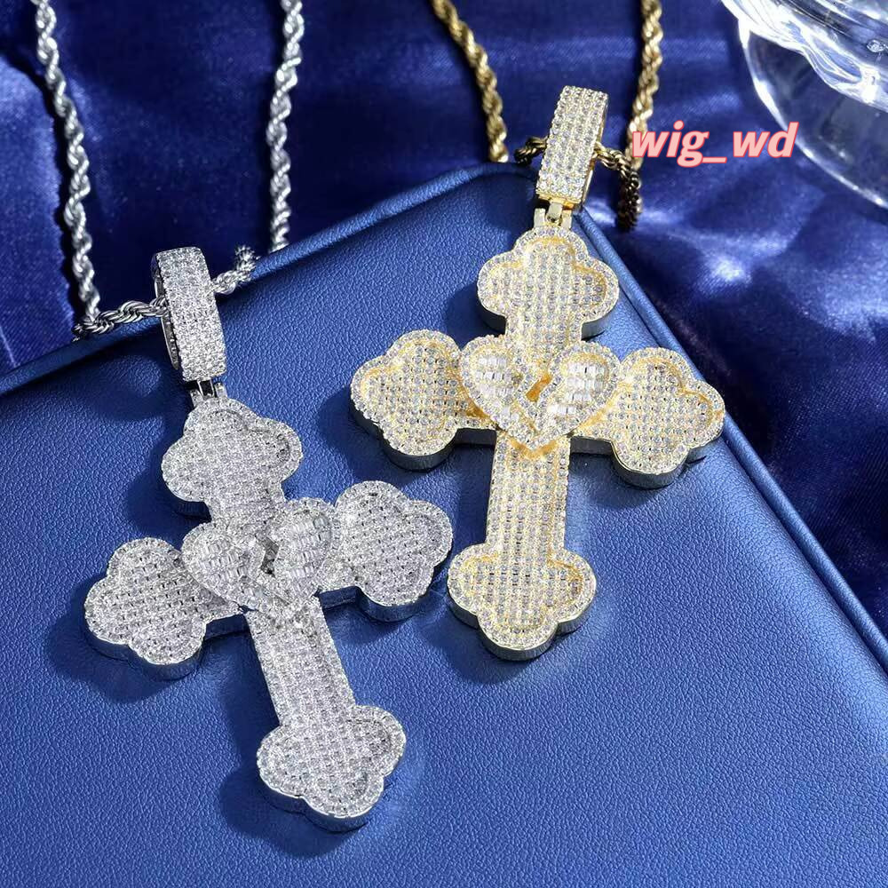 Fine Jewelry S925 Sterling Silver VVS Moissanite Hip Hop Cross Pendant For Necklace