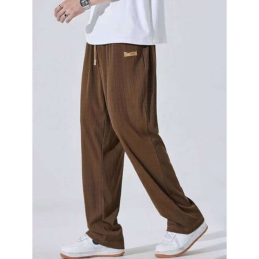 Pantaloni casual dritti da uomo in seta di ghiaccio primavera estate Pantaloni sportivi leggeri e sottili a gamba larga Pantaloni maschili W260624
