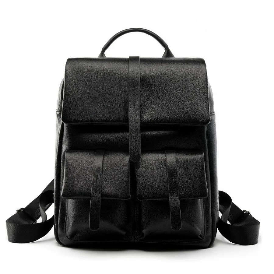 Black Cow Leather Backpack Casual Genuine Shoulder Bag for Woman Fashion Ladies Cowhide Travel Bagpack 260615