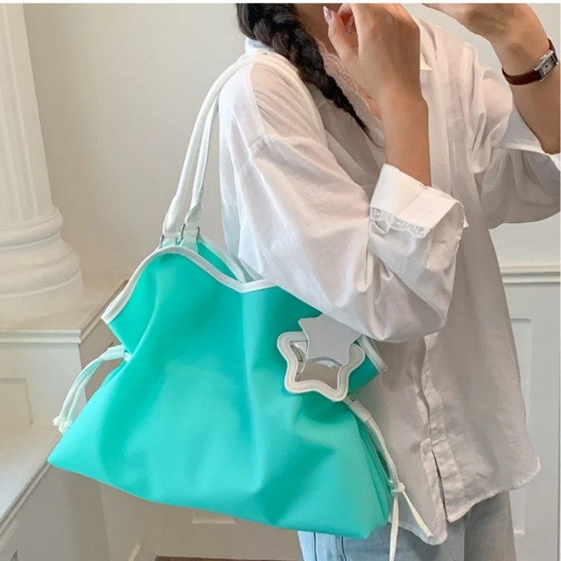 2026 Summer Badblue Jelly Bag Korean Style Transparent Underarm Shoulder Tote with Soft Handle for Women Extra Large 260623