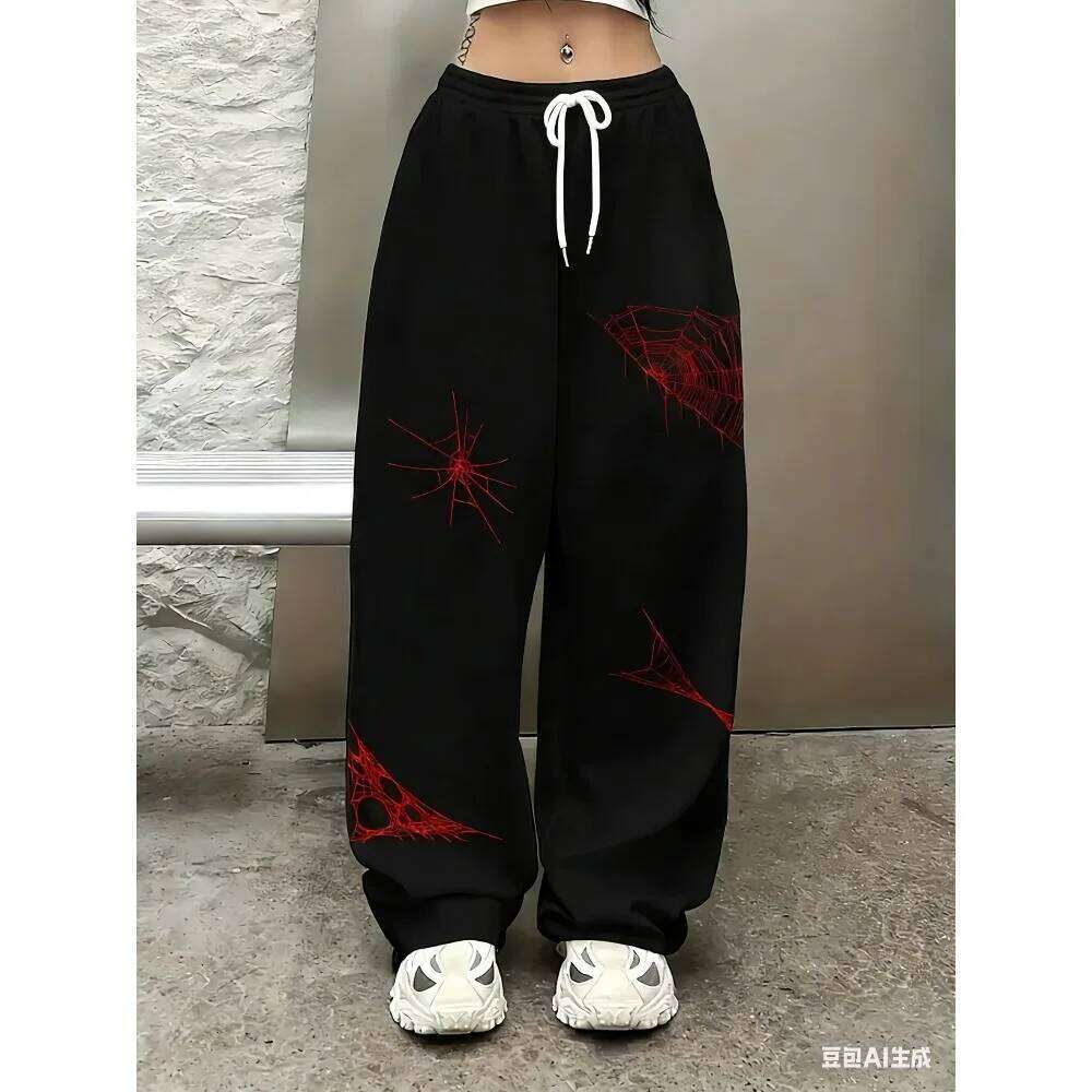 Men's and Women's Summer Running Gothic Printed Street Sports Fashion Fast Drying Casual Oversized Loose New Pants W260624