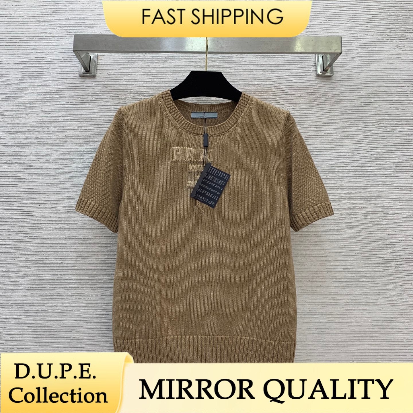Chemise tricotée de luxe Triangle Jacquard Tee femmes Milan classique concepteur à manches courtes tricots hauts pulls de haute qualité Blouse Ve