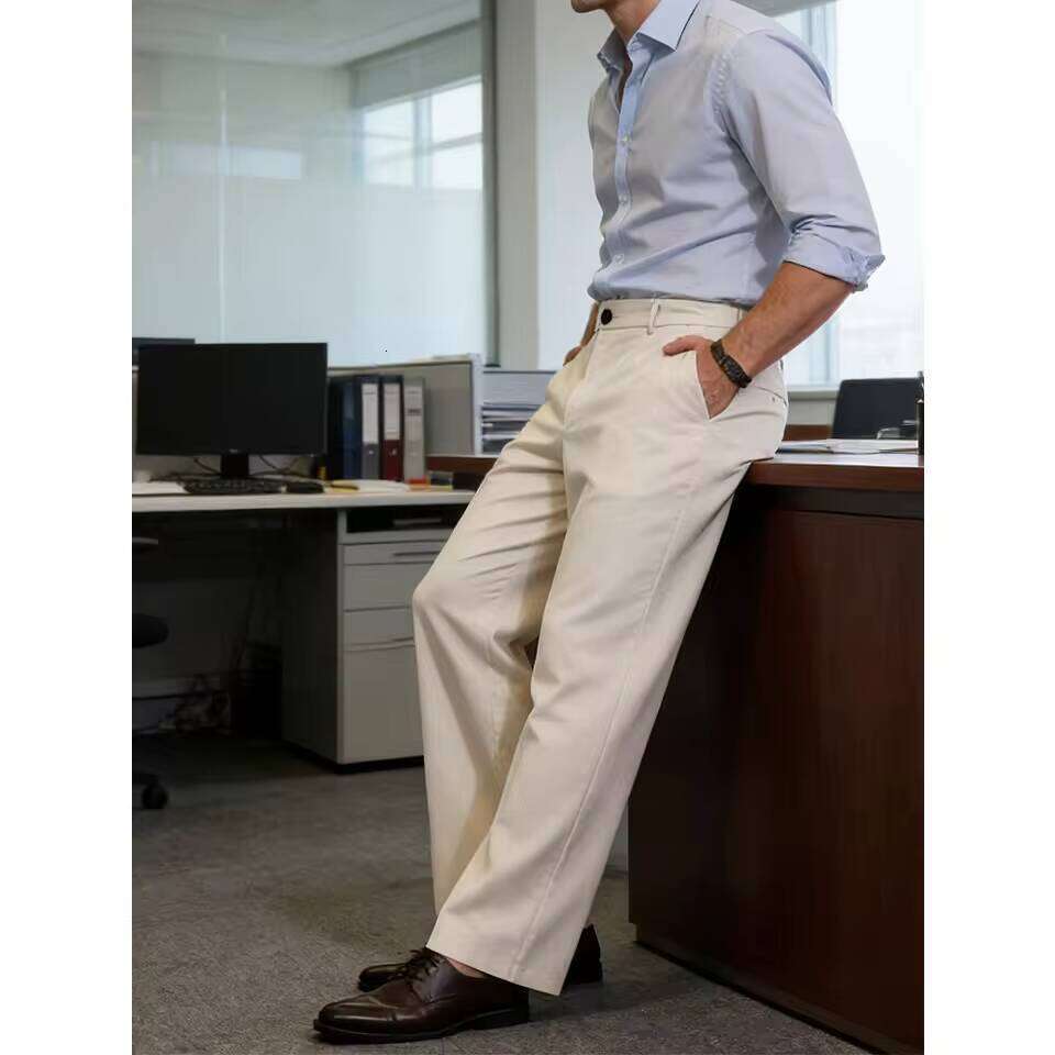FGKKS Men Spring Fashion Brand New Cotton Breathable Man Straight Business Pants Male Summer Trousers W260624