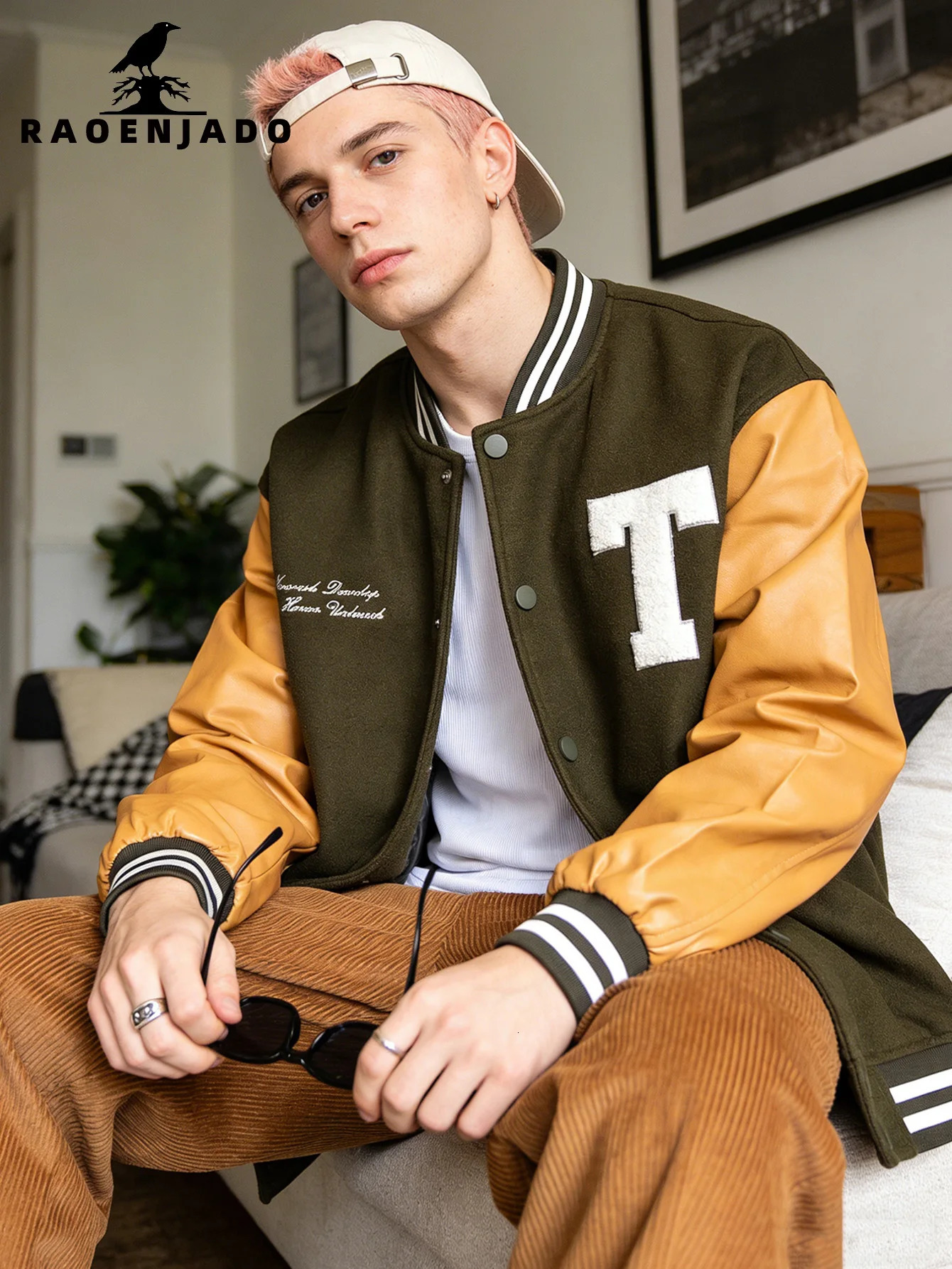 Mens Varsity Jacket Faux Leather Sleeves Motorcycle Bomber Coat Letterman SpringAutumn Streetwear Racing Baseball Outerwear 260623