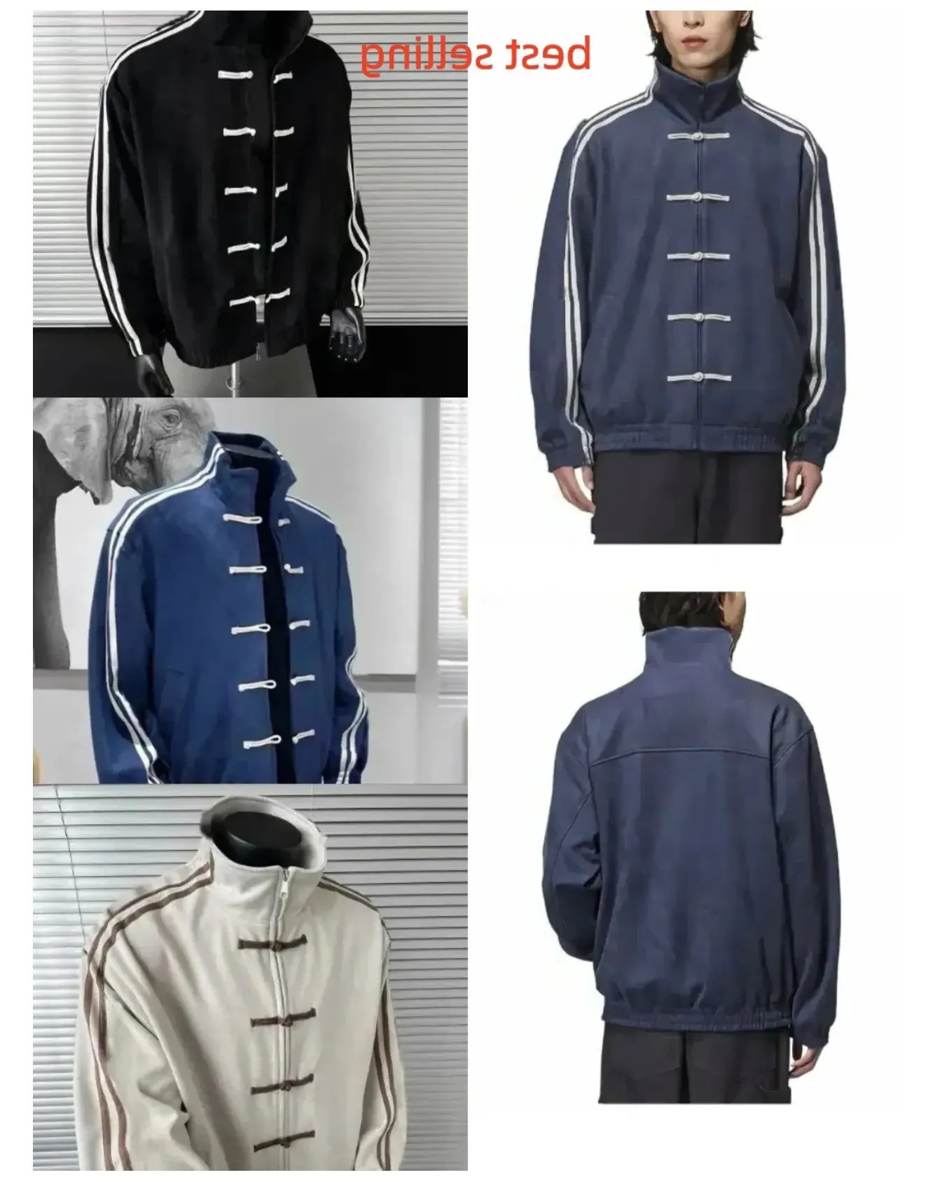 Hoodie Men's Jackets Spliced Stand Collar Jacket Spring vest Chinese Buttoned Fashion Retro Tang Single Breasted Tops Coat High Quality Classic