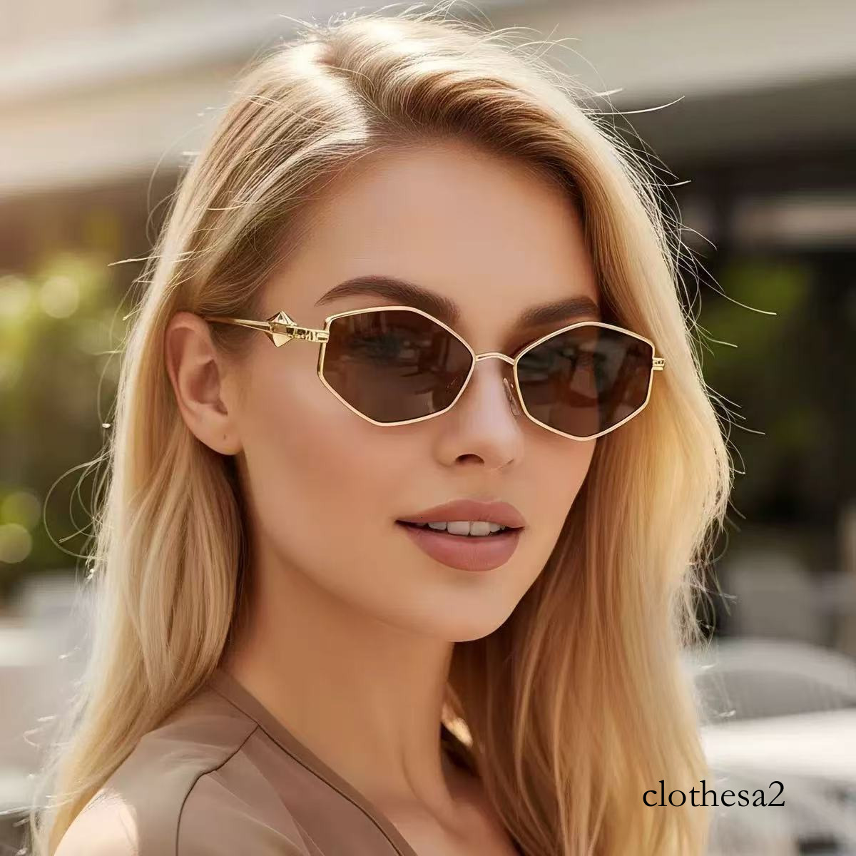 New European and American fashion irregular diamond-shaped metal sunglasses, high-end casual street style versatile women's eyewear