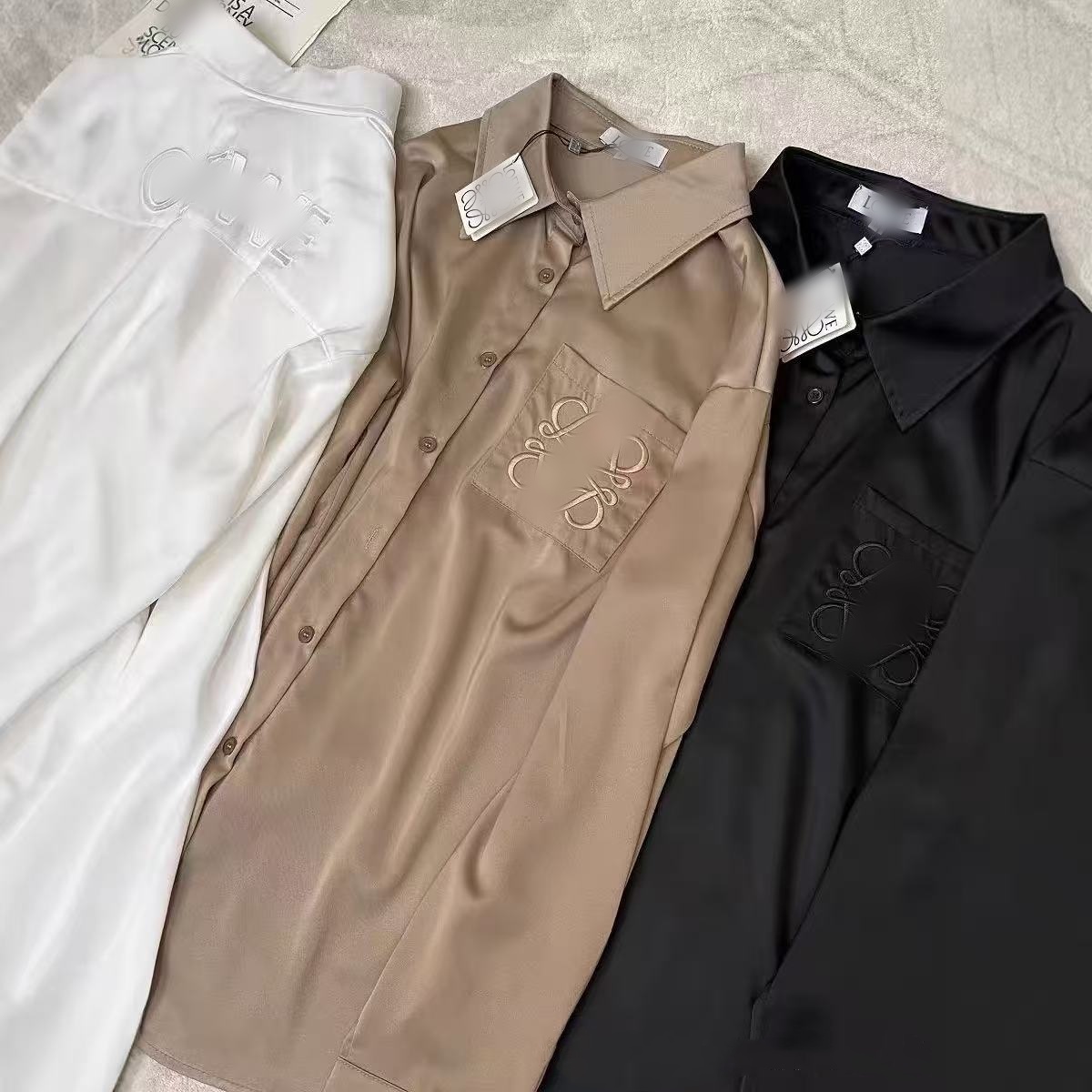High quality shirt designer brand 2026 new Korean embroidery design letter vinegar drape fashion shirt top