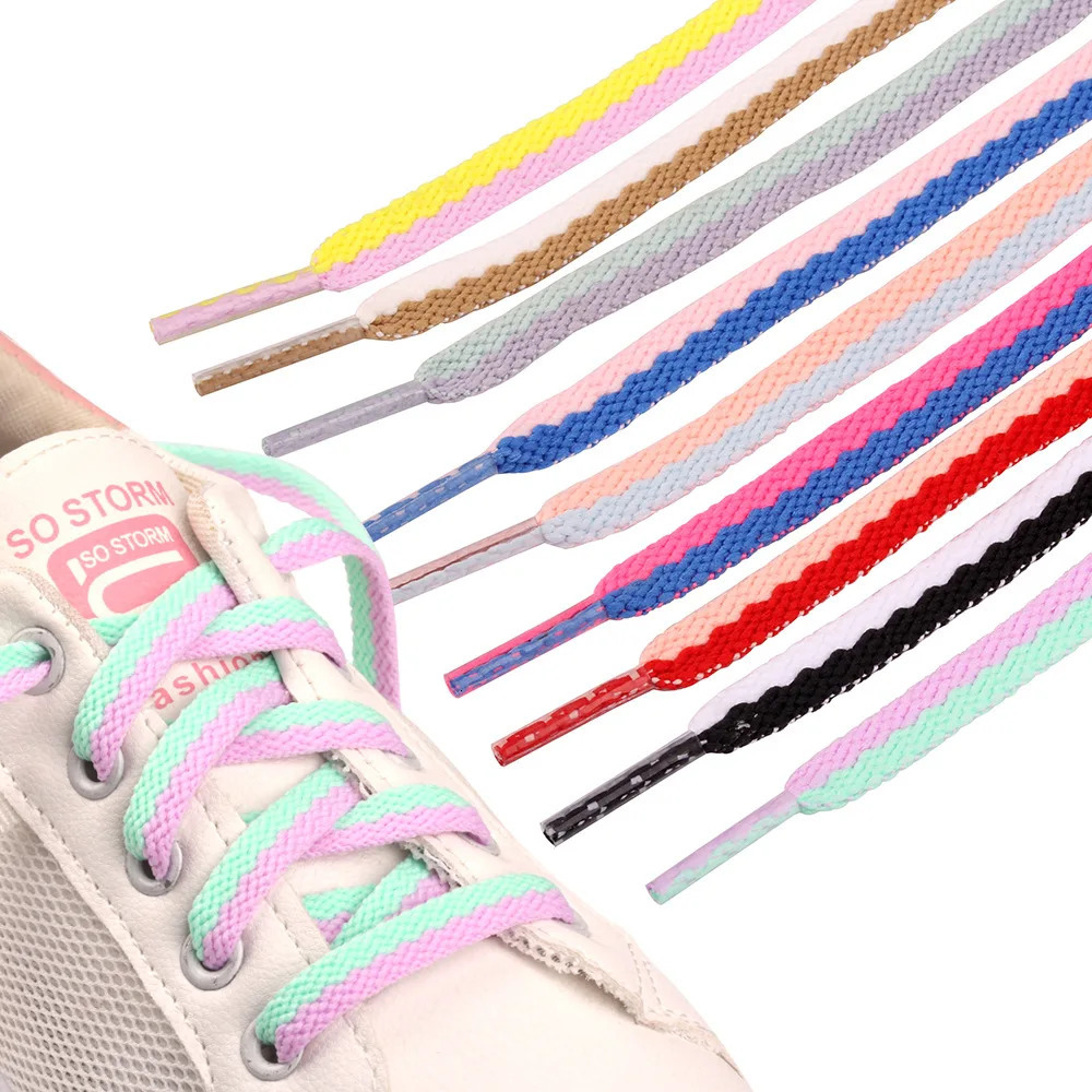 1 Pair 8mm Flat Dual Shoelaces Fashion Mixed Color Shoe Laces Assorted Colorful Sneaker Shoestring Shoelaces Accesories 260623