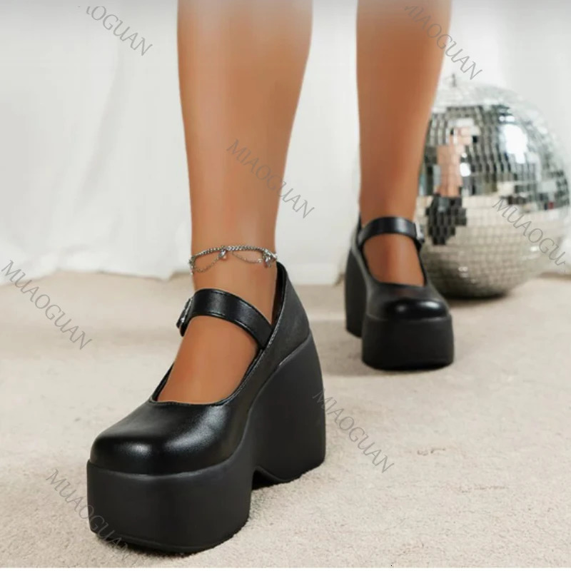 Wedges Shoes for Women Autumn Chunky Heel Platform Mary Jane Shoes Simple and Stylish Womens Pumps Zapatos De Mujer 260623