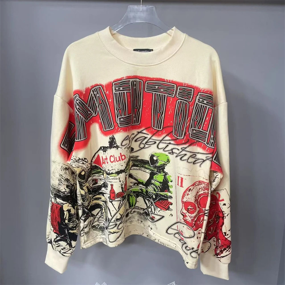 Mixed Emotion Long Sleeved Alien Cartoon Print T-shirt Men Women High Quality T Shirt Top Tees Oversize 260622