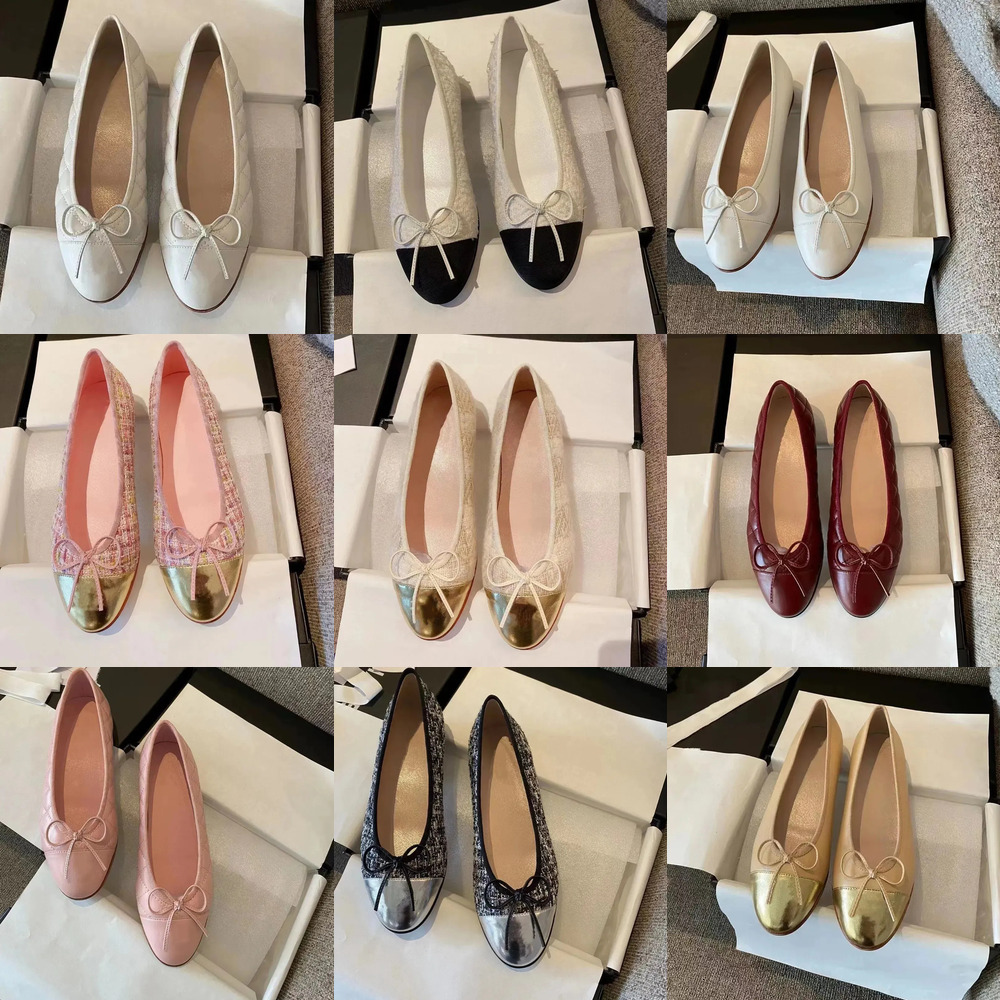 designer shoes Paris Brand ballerina Ballet Flats Shoes Women Quilted Genuine Leather Slip on Ballerina Luxury Round Toe Ladies Dress Shoes HJ2G Sli