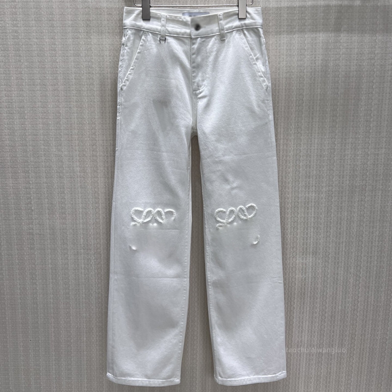 Jeans bianchi da donna stile ragazza dolce e alla moda, design in rilievo 3D, pantaloni lunghi snellenti dritti a vita alta Zt5661 e4bc
