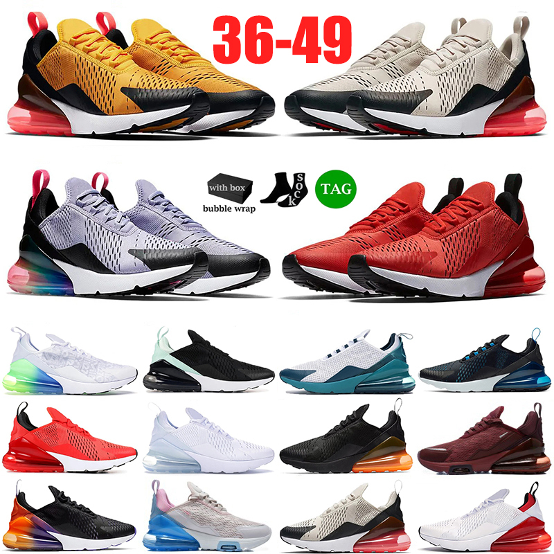 Designer Shoes 270s 270 Premium Running Shoes Mens Womens Sneakers Solid matte tone Triple Black White Red Bubble Shock Absorption Outdoor Trainers