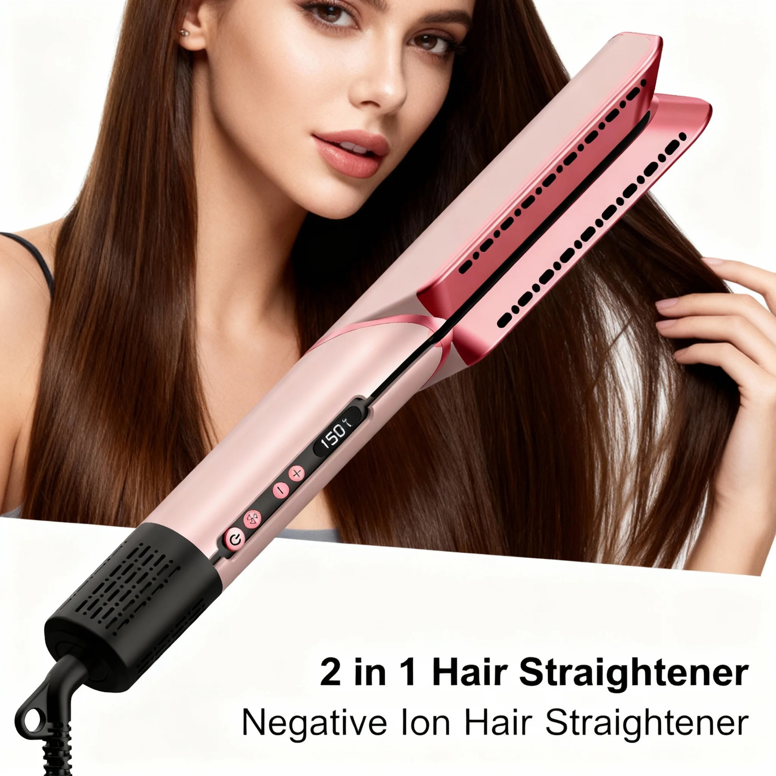 2 in 1 Hair Straightener Hair Dryer Negative Ion Hair straightener Dry wet use High-Speed Brushless Motor Straightening Brush 260623
