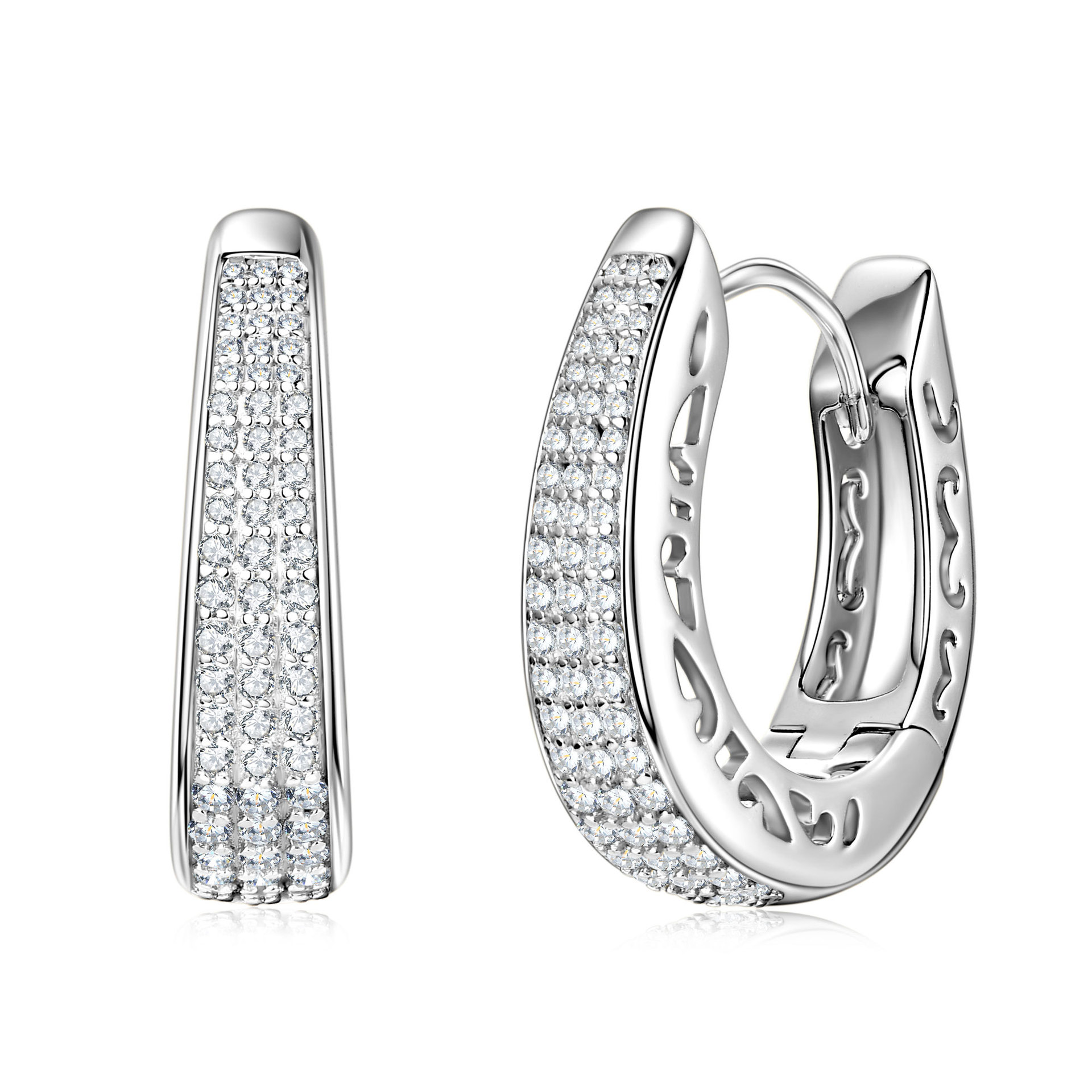 U-Shaped D Color Moissanite Earrings, S925 Sterling Silver Niche Light Luxury Earrings, Hypoallergenic Sparkling Temperament Jewelry Gift for Ladies