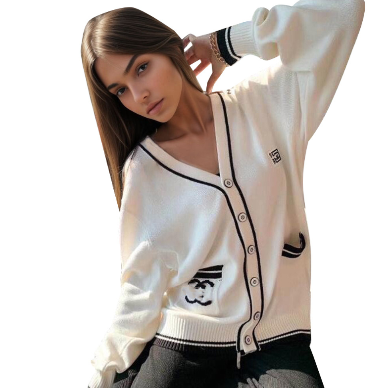 High quality women's designer sweaters, cardigans, spring and autumn casual letter V-neck knitwear, brand designer women's jackets, fashio