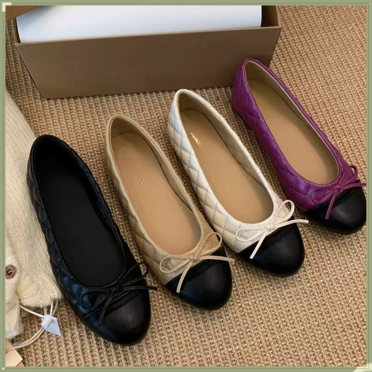 designer shoes Paris Brand ballerina Ballet Flats Shoes Women Quilted Genuine Leather Slip on Ballerina Luxury Round Toe Ladies Dress Shoes HJ2G Sli