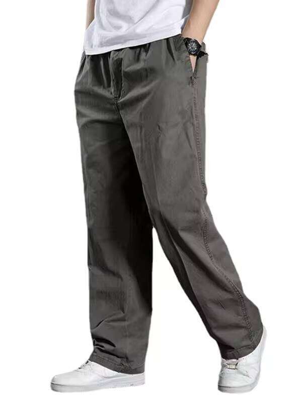 Spring and summer thin men's casual oversized work loose pants, straight leg elastic waistband W260624