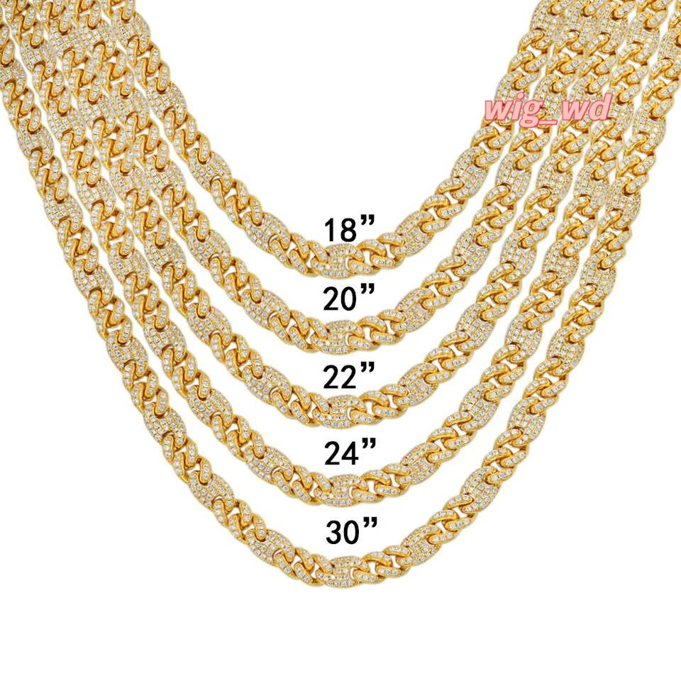 Mens Moissanite 14K Gold Plated Link Necklace 925 Sterling Silver Diamond Cuban Chain