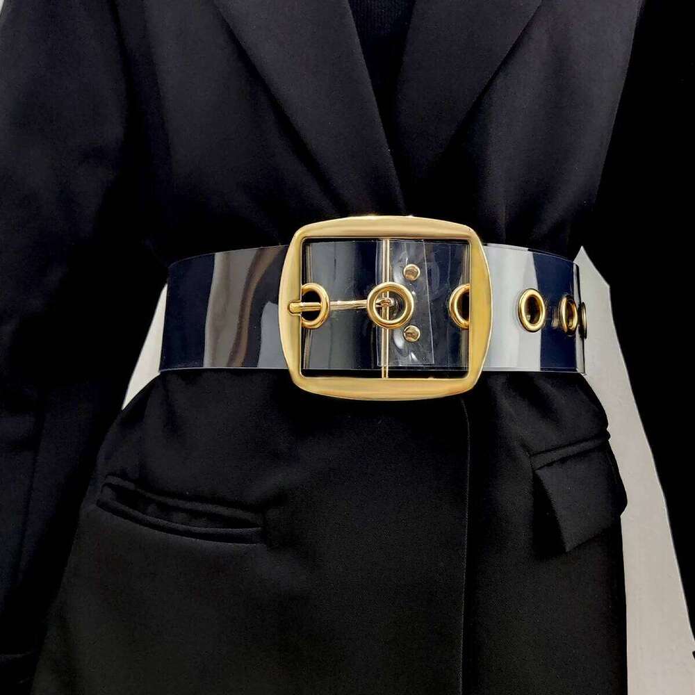 Designer White Clear Belts For Women High Quality PVC Transparent Punk Corset Belt Female Waist Cummerbunds 6cm wide Strap 26Y0624
