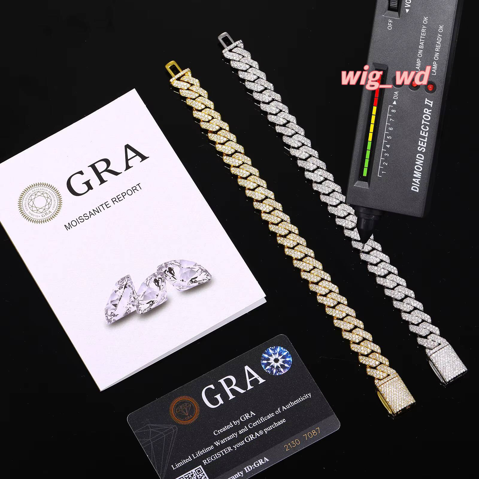 12Mm Width Brass Inlaid VVS Moissanite Fashion Trendy Full Diamond Cuban Link Chain Bracelet For Men Women