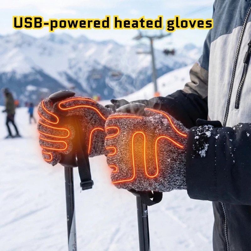 USB Heated Gloves Touchscreen Rechargeable Thermal Thickened for Skiing Motorcycle Cycling Commuting Outdoor Winter Activities 260623