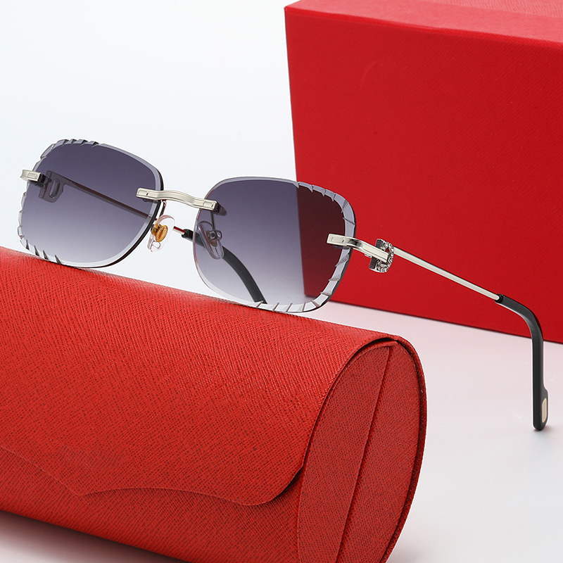 Sunglasses for Women Designer Glasses Men fashion frameless cut eyewear crystal metal frame square Buckle beach lunette de soleil retro vintage occh