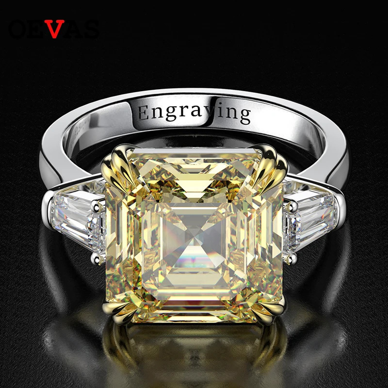 OEVAS 100 925 Sterling Silver High Carbon Citrine Diamond Gemstone Wedding Engagement Ring Fine Jewelry Gift Wholesale 260624