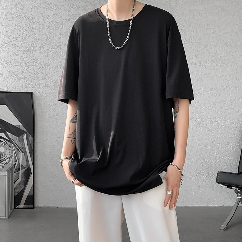 Summer Ice Silk Half Sleeve Mens Women T-shirt Loose Casual Quick-dry T Shirt O Neck Solid Color Breathable Oversize 8XL-M 260624