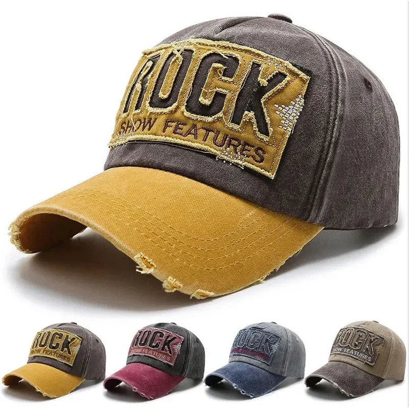 Korean version washed letters spring and autumn mens and womens fashion shabby denim baseball cap sunhat Official Website260611