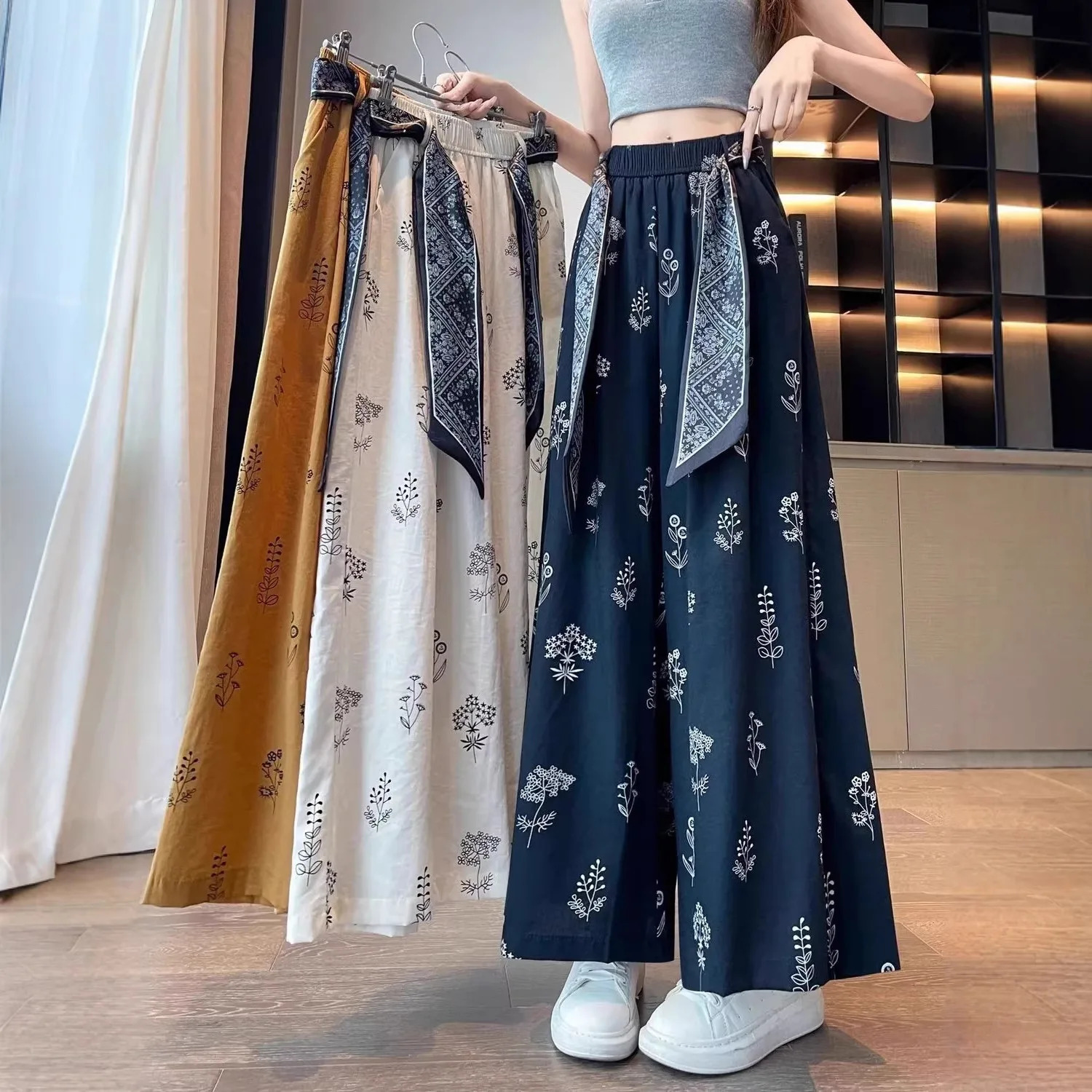 Womens Retro Comfortable Pants Printed Thin Office Lady Fashion Arrival Trendy Breathable 260622