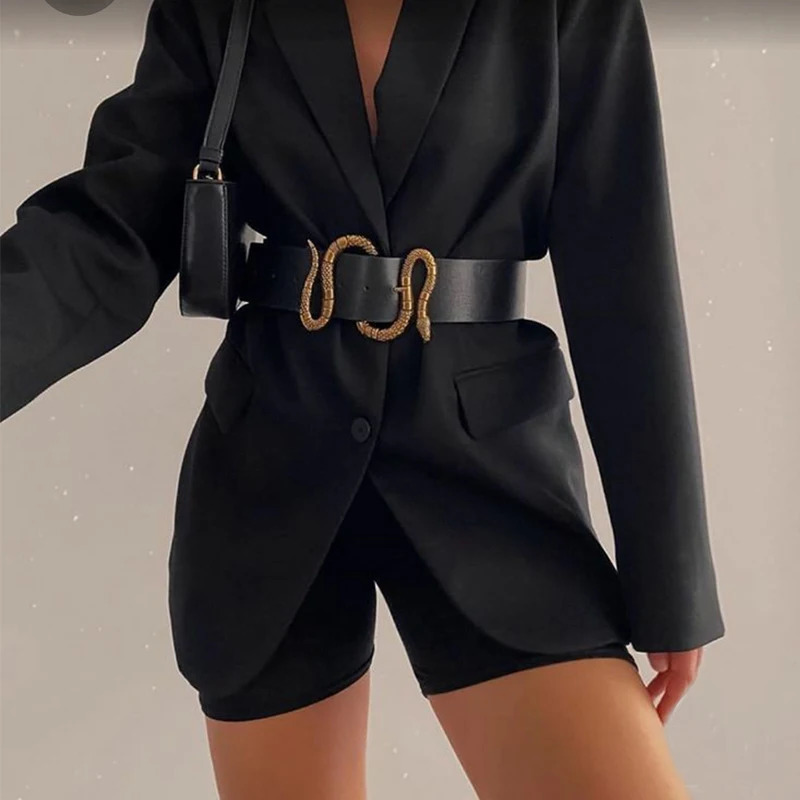 High-end y s elegant Womens leather belt female Snake Wide belt for Women goth corset cummerbund Punk Mens belts 260617