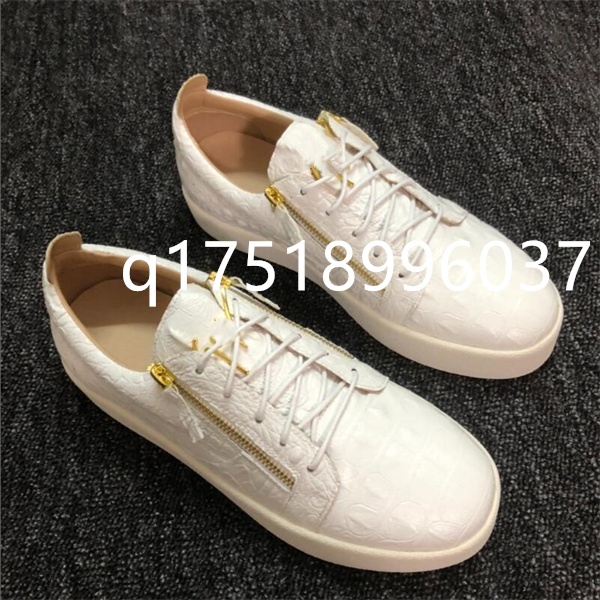 Size EUR36-47 Men Women Luxury Side Gold Zipper Platform Sneakers Crocodile Embossed Leather High Low Top Casual Flat Shoes Metal Wing Street Fashio
