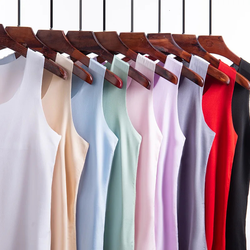 1pcs Summer Women Men Thin Tank Tops Seamless Ice Silk Vest Undershirt Underwear Students KoreanStyle Slim Sleeveless 260618